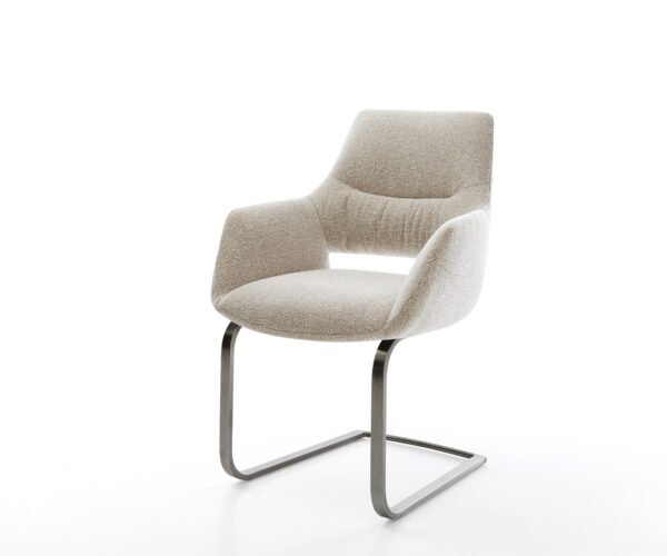 Jídelní židle Yago-Flex s područkami látka Měkký béžová jídelní židle plochá grafit taštičkové pružiny