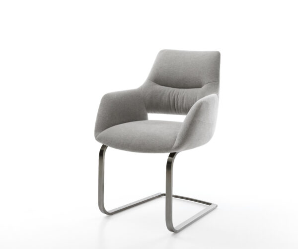 Jídelní židle Yago-Flex s područkami potahová látka Měkký šedá jídelní židle plochá grafit taštičkové pružiny