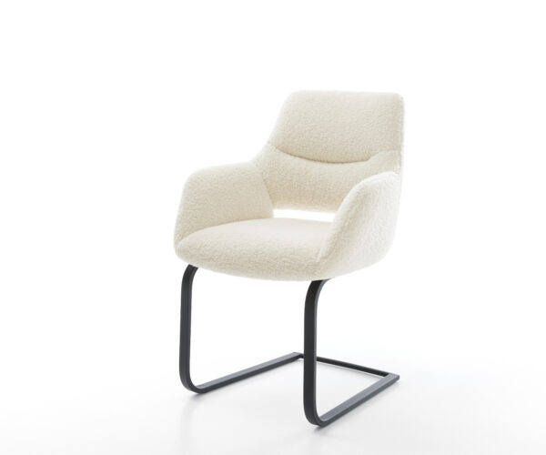 Jídelní židle Yago-Flex s područkami plyšový manšestr béžová jídelní židle plochá černá taštičkové pružiny