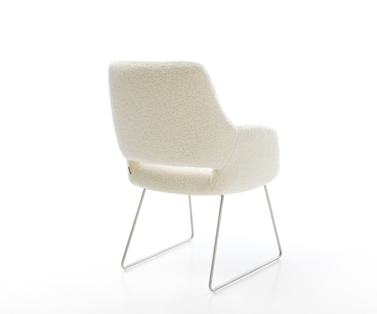 Jídelní židle Yago-Flex s područkami plyšový manšestr béžová tenká podnož nerezová ocel taštičkové pružiny - Obrázek 5