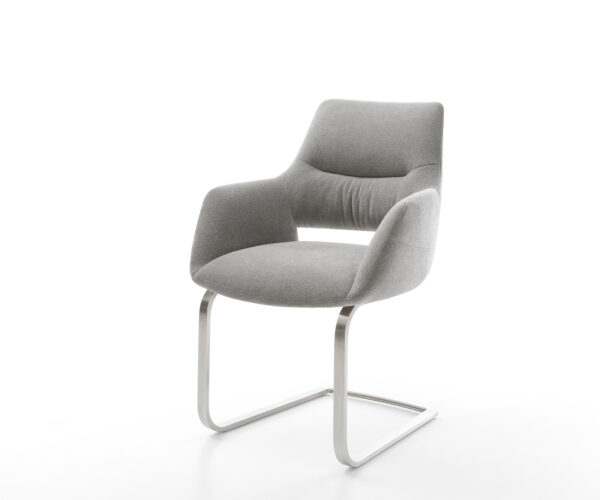 Jídelní židle Yago-Flex s područkami potahová látka Měkký šedá jídelní židle plochá nerezová ocel taštičkové pružiny