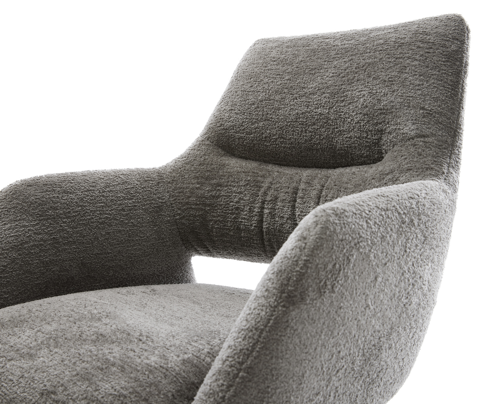 Jídelní židle Yago-Flex s područkami bouclé měkký tmavě béžová křížová podnož široká černá 360° otočný houpací funkce taštičkové pružiny - Obrázek 4