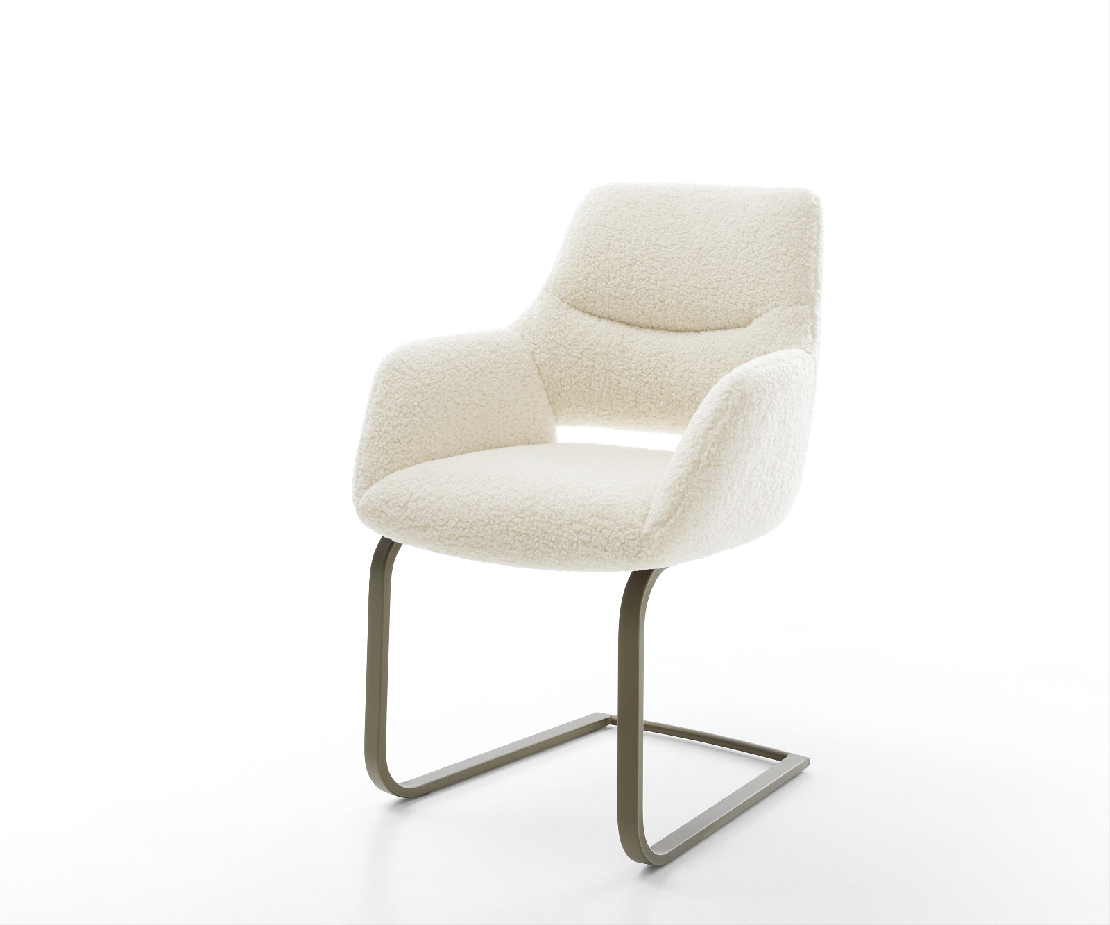 Jídelní židle Yago-Flex s područkami plyšový manšestr béžová jídelní židle plochá titanová barva taštičkové pružiny