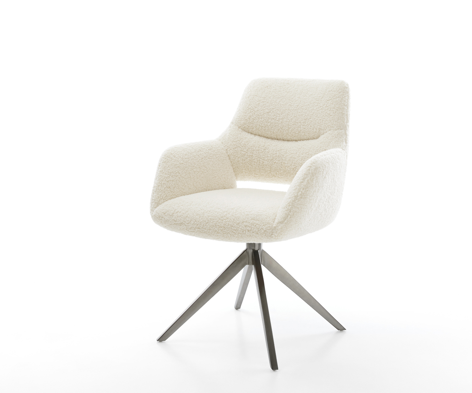 Jídelní židle Yago-Flex s područkami plyšový manšestr béžová křížová podnož široká grafitová otočný o 360° houpací funkce taštičkové pružiny