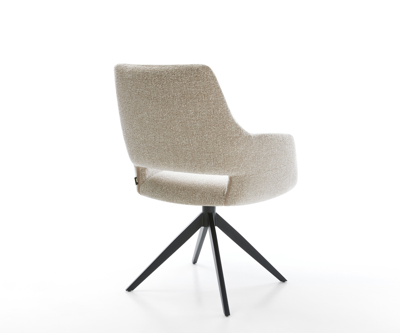 Jídelní židle Yago-Flex s područkami látka Měkký béžová křížová podnož široká černá 360° otočný houpací funkce taštičkové pružiny - Obrázek 5