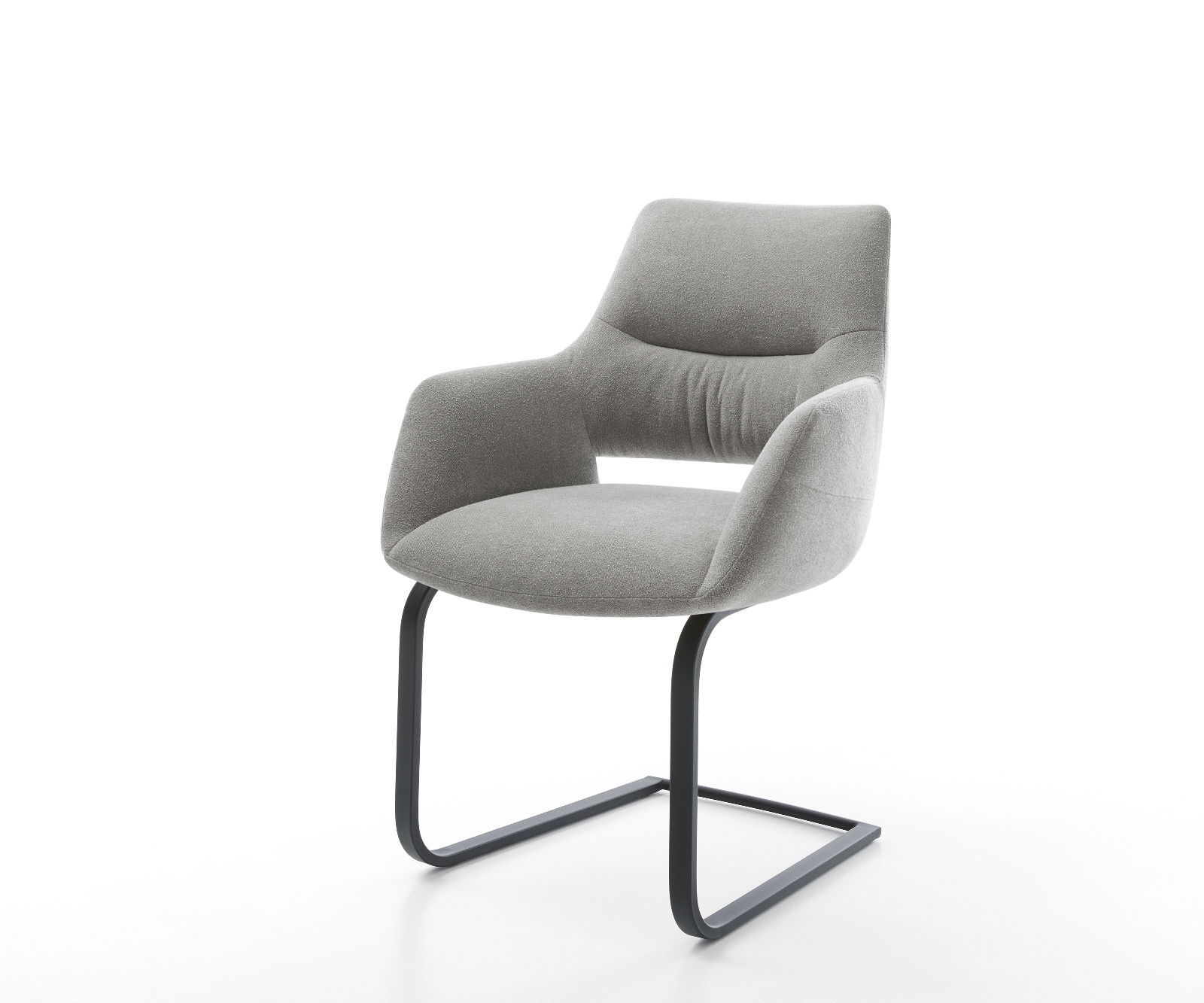 Jídelní židle Yago-Flex s područkami potahová látka Měkký šedá jídelní židle plochá černá taštičkové pružiny