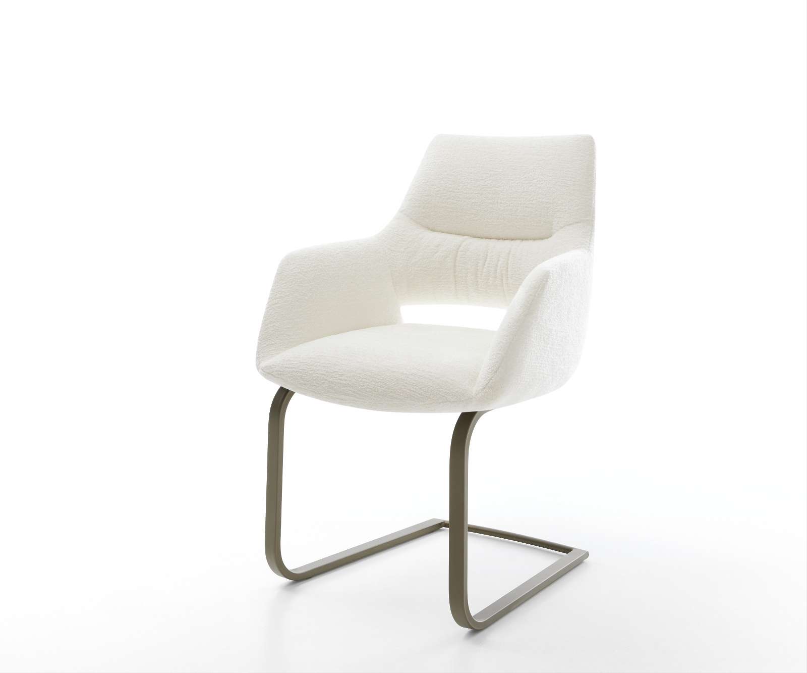 Jídelní židle Yago-Flex s područkami bouclé měkký béžová jídelní židle plochá titanová barva taštičkové pružiny