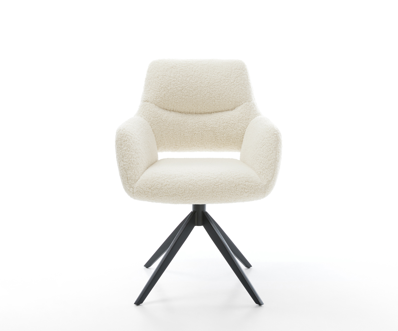 Jídelní židle Yago-Flex s područkami plyšový manšestr béžová křížová podnož široká černá otočný 360° houpací funkce taštičkové pružiny - Obrázek 2