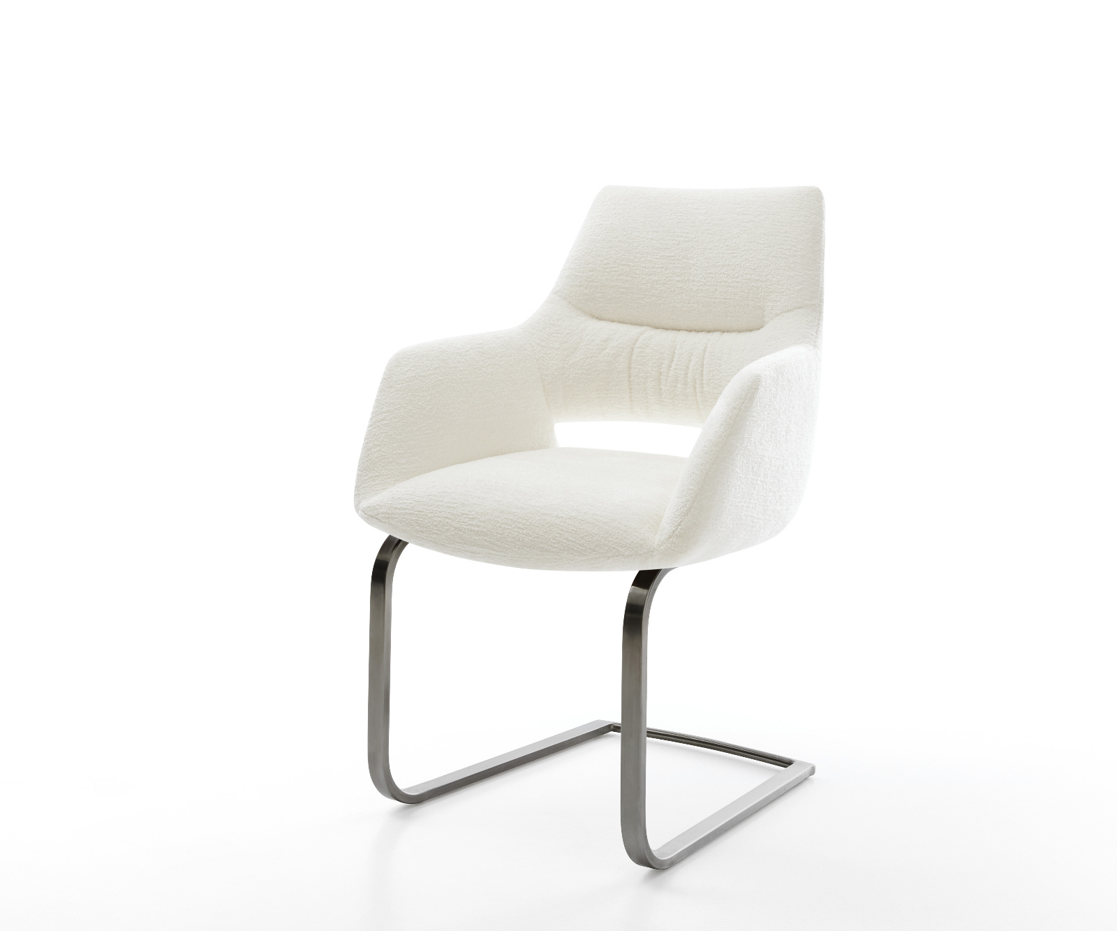 Jídelní židle Yago-Flex s područkami bouclé měkký béžová jídelní židle plochá grafit taštičkové pružiny