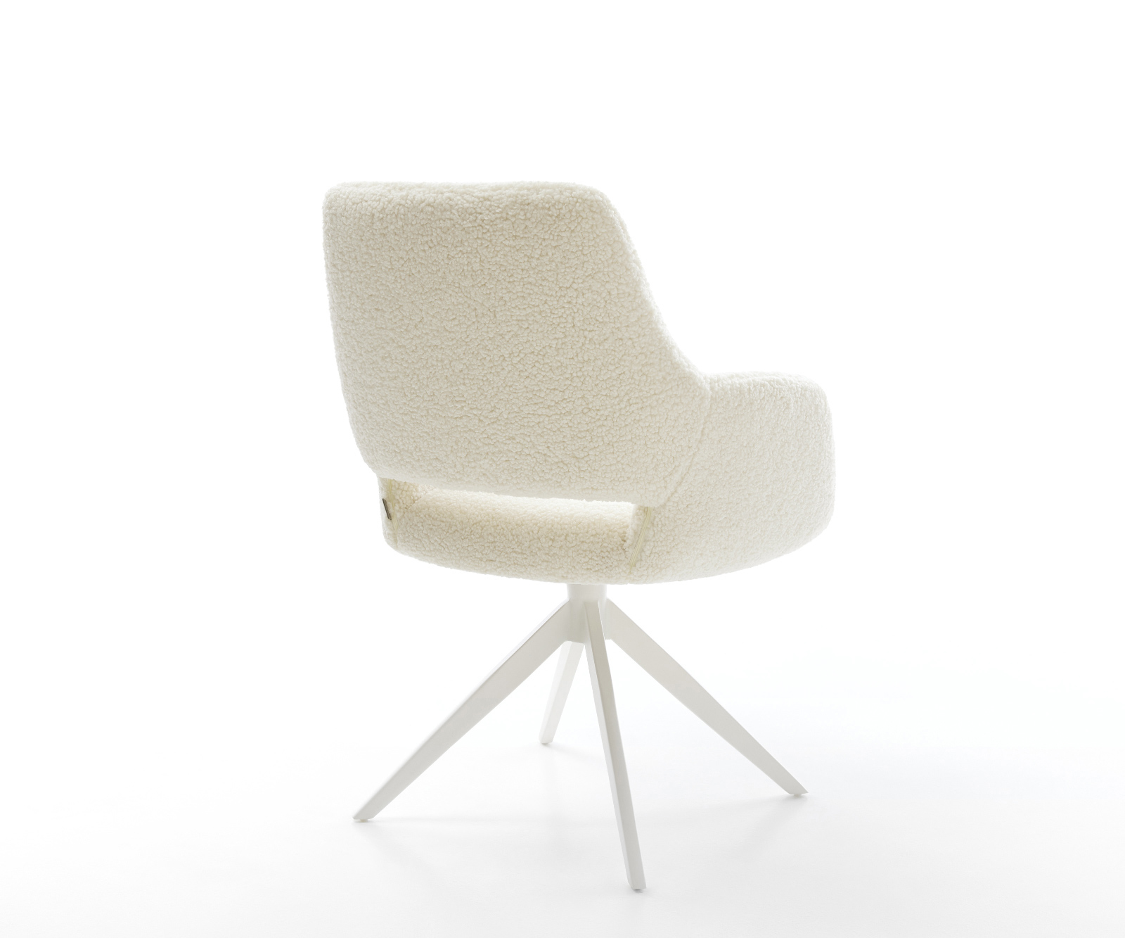 Jídelní židle Yago-Flex s područkami plyšový manšestr béžová křížová podnož široká bílá otočný 360° houpací funkce taštičkové pružiny - Obrázek 5