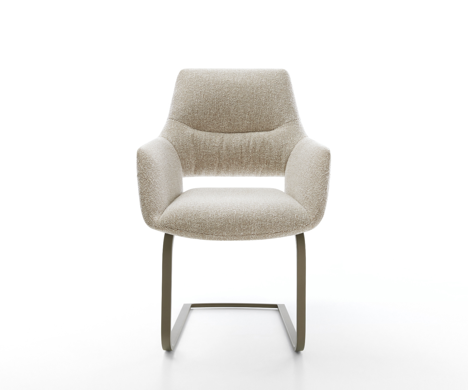 Jídelní židle Yago-Flex s područkami látka Měkký béžová jídelní židle plochý Titanová barva taštičkové pružiny - Obrázek 2