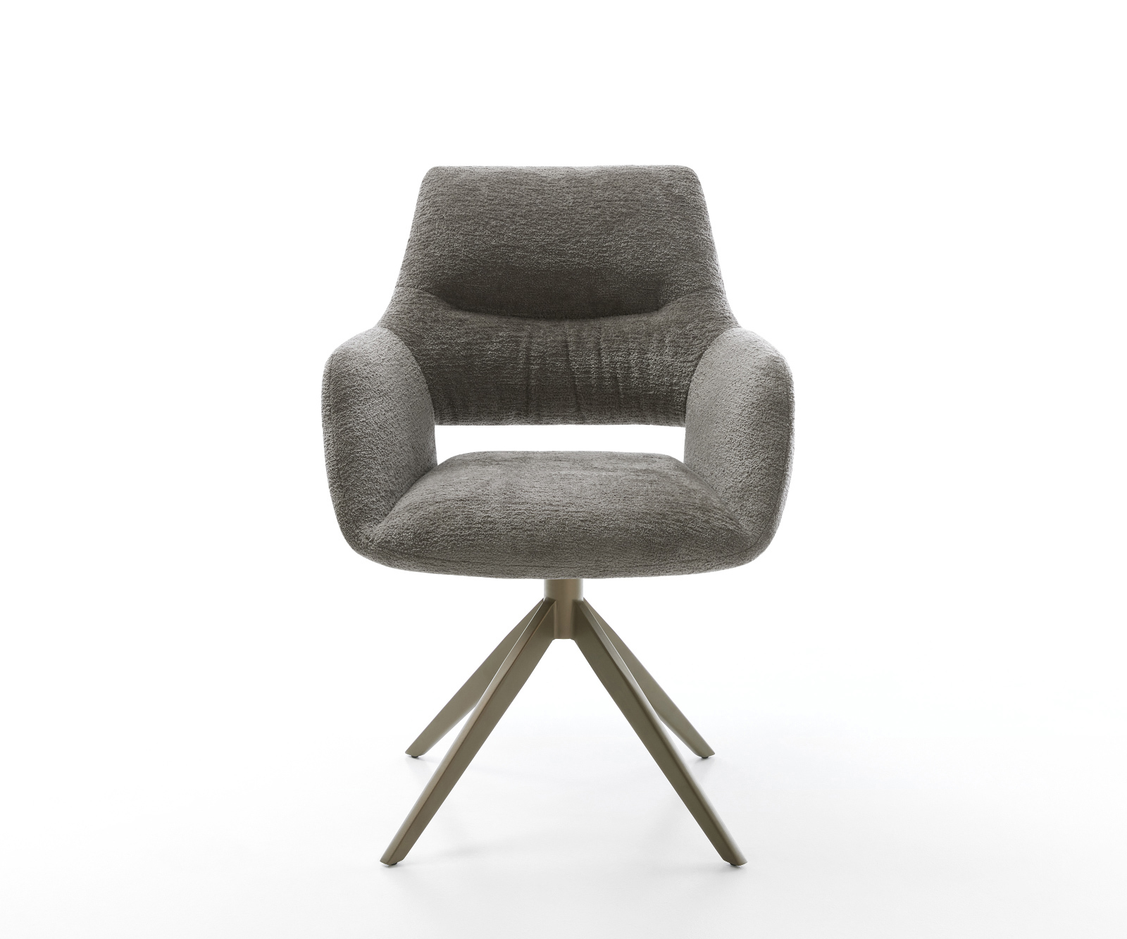 Jídelní židle Yago-Flex s područkami bouclé měkký tmavě béžová křížová podnož široká titanová barva 360° otočný houpací funkce taštičkové pružiny - Obrázek 2