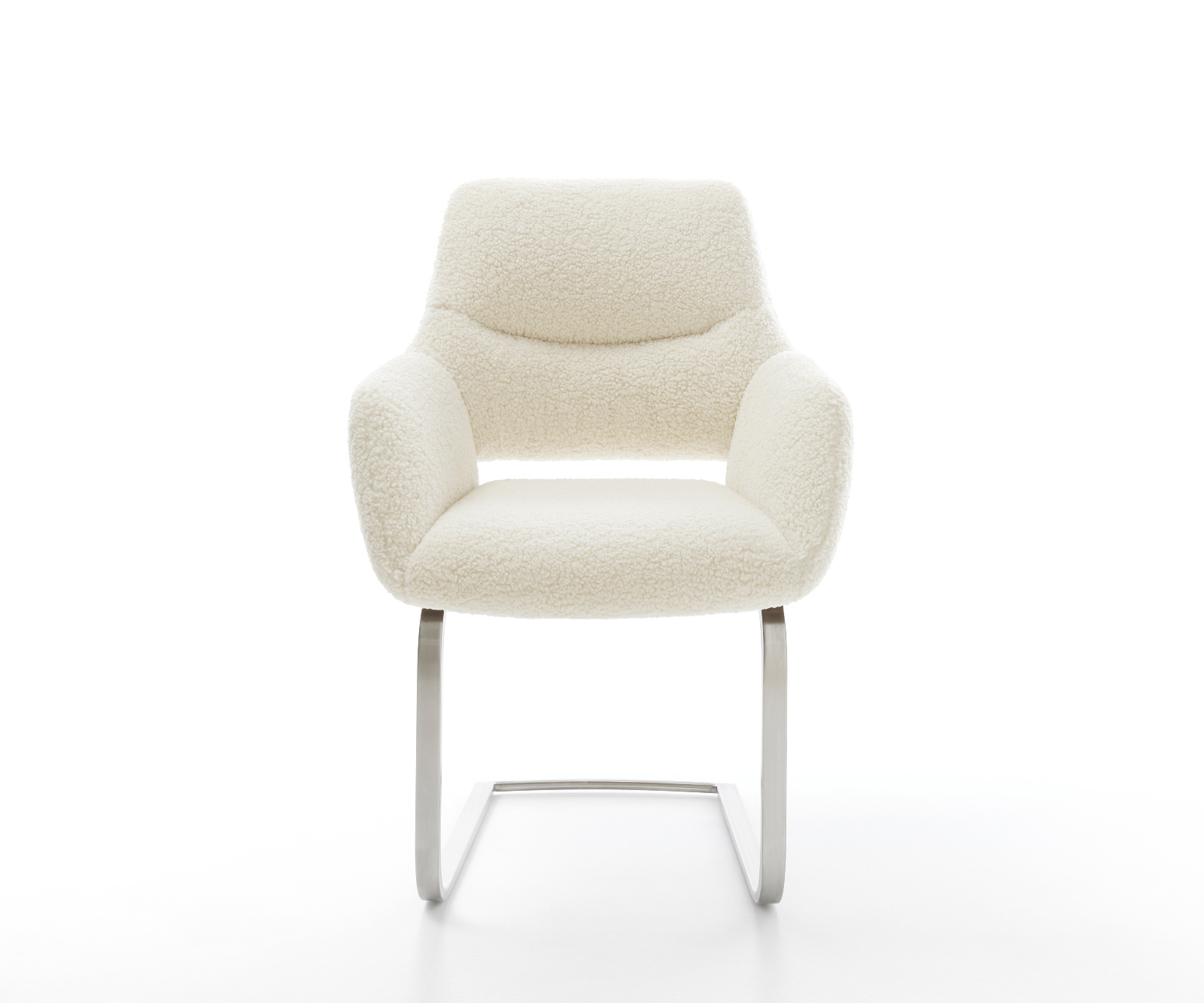 Jídelní židle Yago-Flex s područkami plyšový manšestr béžová jídelní židle plochý nerezová ocel taštičkové pružiny - Obrázek 2