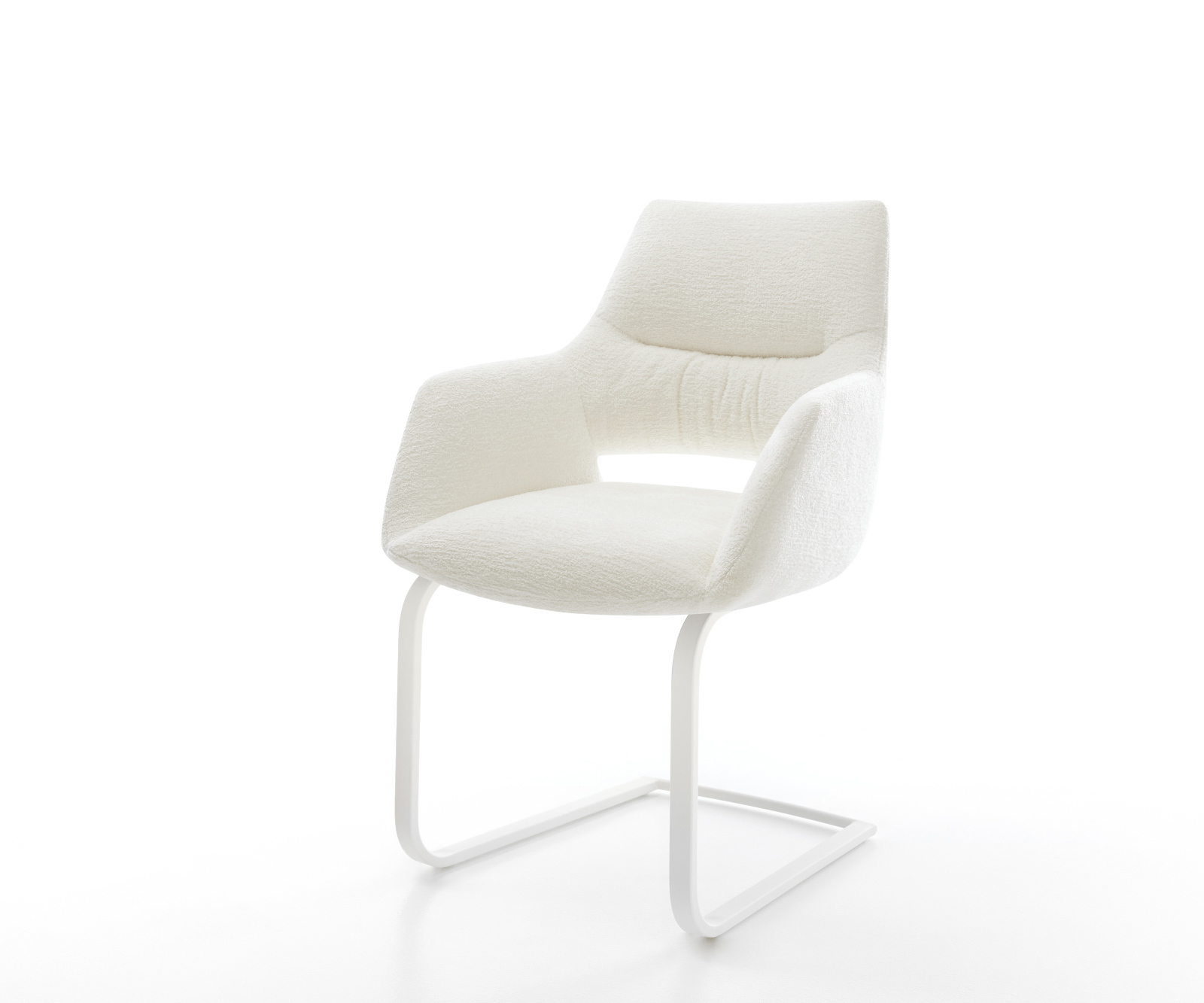 Jídelní židle Yago-Flex s područkami bouclé měkký béžová jídelní židle plochá bílá taštičkové pružiny