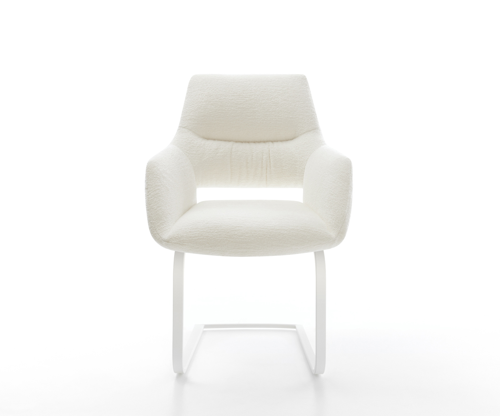 Jídelní židle Yago-Flex s područkami bouclé měkký béžová jídelní židle plochá bílá taštičkové pružiny - Obrázek 2