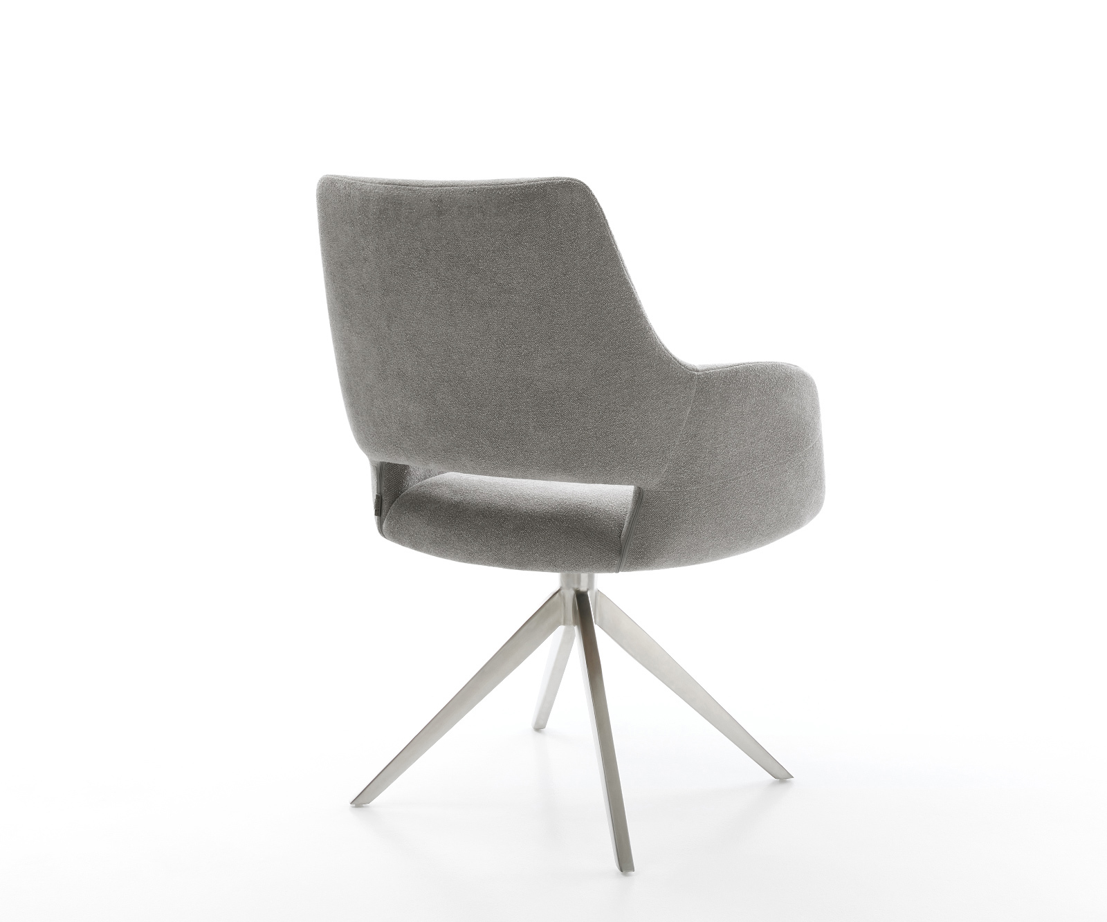 Jídelní židle Yago-Flex s područkami potahová látka Měkký šedá křížová podnož široká nerezová ocel 360° otočný houpací funkce taštičkové pružiny - Obrázek 5