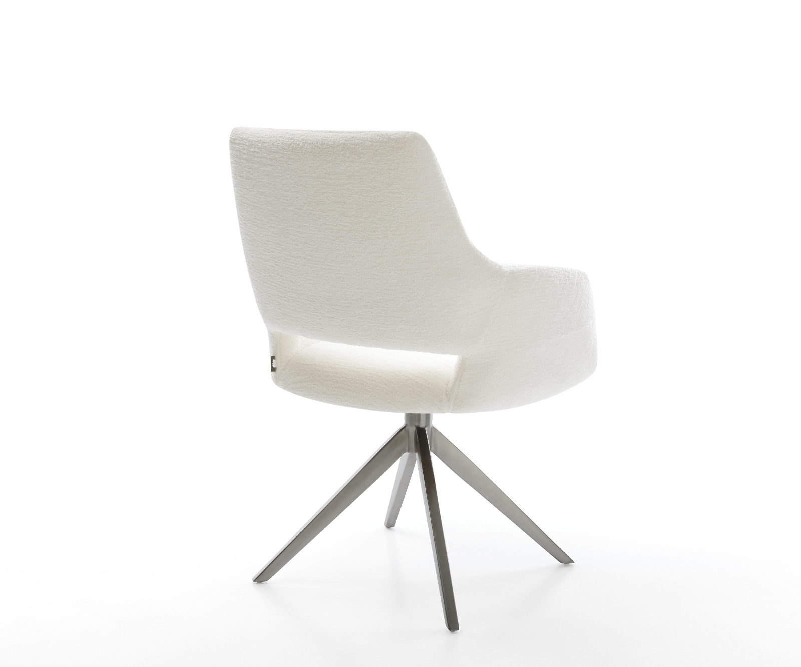 Jídelní židle Yago-Flex s područkami bouclé měkký béžová křížová podnož široká grafit 360° otočný houpací funkce taštičkové pružiny - Obrázek 5