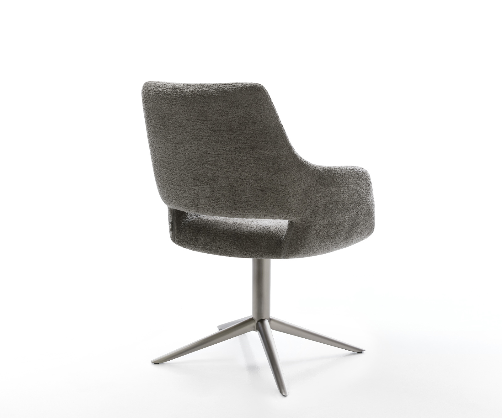 Jídelní židle Yago-Flex s područkami bouclé měkký tmavě béžová křížová podnož grafit 360° otočný houpací funkce taštičkové pružiny - Obrázek 5