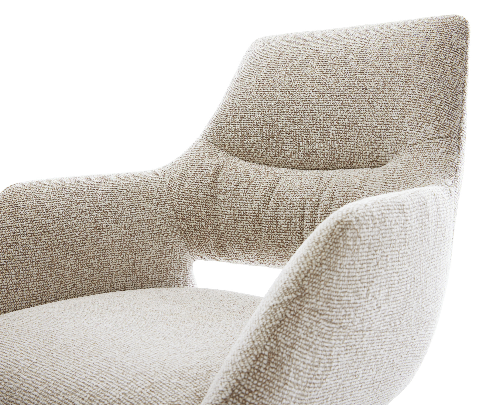 Jídelní židle Yago-Flex s područkami látka Měkký béžová křížová podnož grafit 360° otočný houpací funkce taštičkové pružiny - Obrázek 4