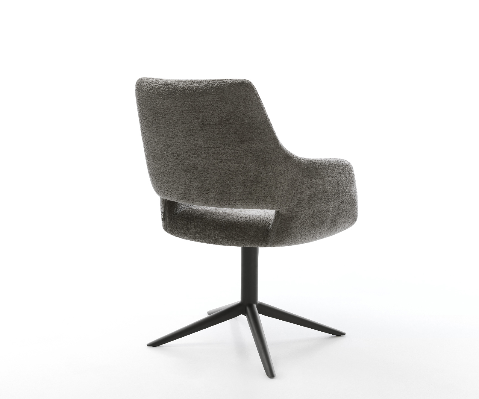 Jídelní židle Yago-Flex s područkami bouclé měkký tmavě béžová křížová podnož černá 360° otočný houpací funkce taštičkové pružiny - Obrázek 5