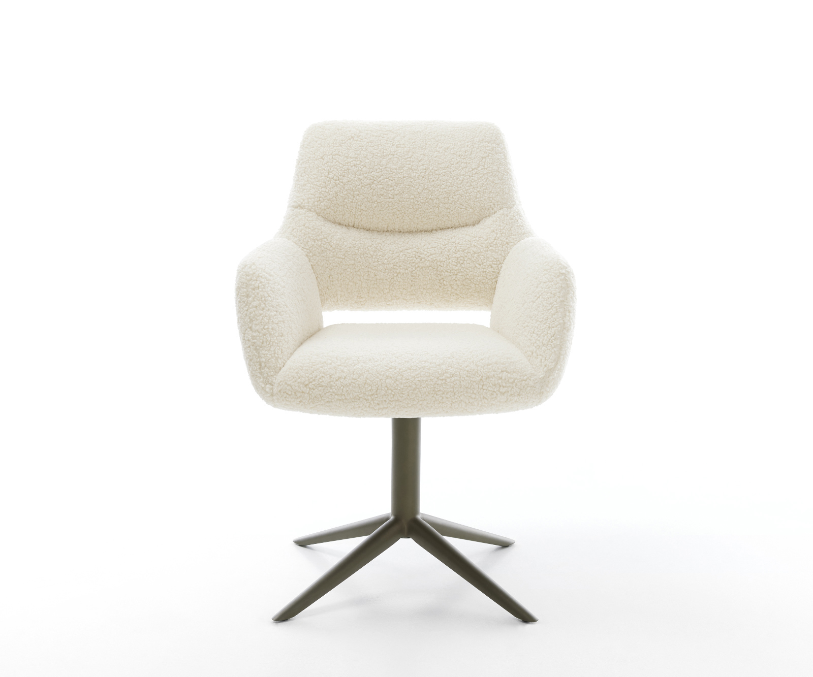 Jídelní židle Yago-Flex s područkami plyšový manšestr béžová křížová podnož titanová barva 360° otočný houpací funkce taštičkové pružiny - Obrázek 2