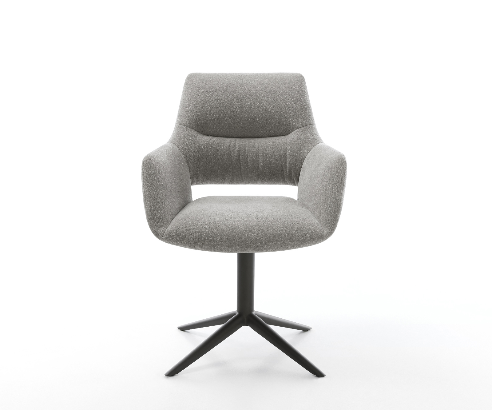 Jídelní židle Yago-Flex s područkami strukturovaná látka Měkký šedá křížová podnož černá 360° otočný houpací funkce taštičkové pružiny - Obrázek 2