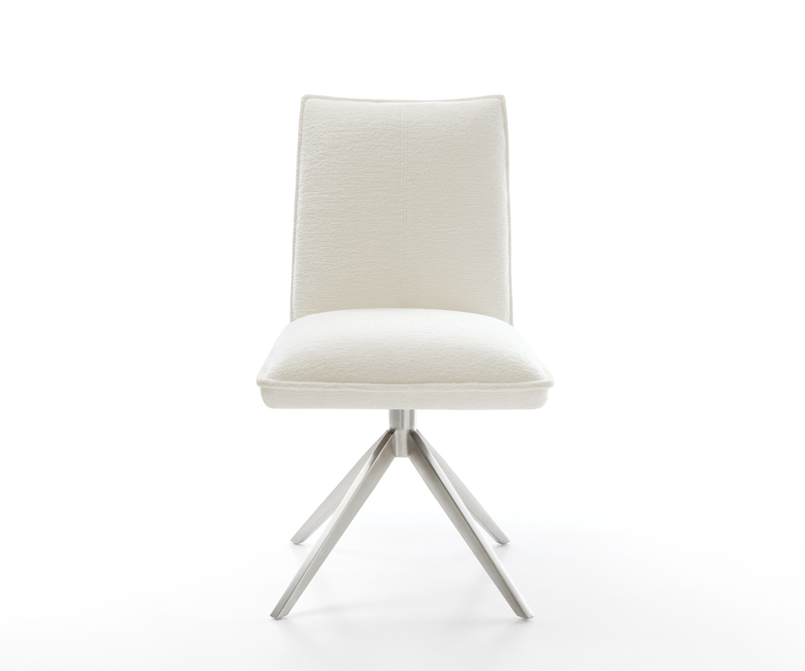 Jídelní židle Lelio-Flex bouclé měkký béžová křížová podnož široká nerezová ocel 360° otočný houpací funkce taštičkové pružiny - Obrázek 2