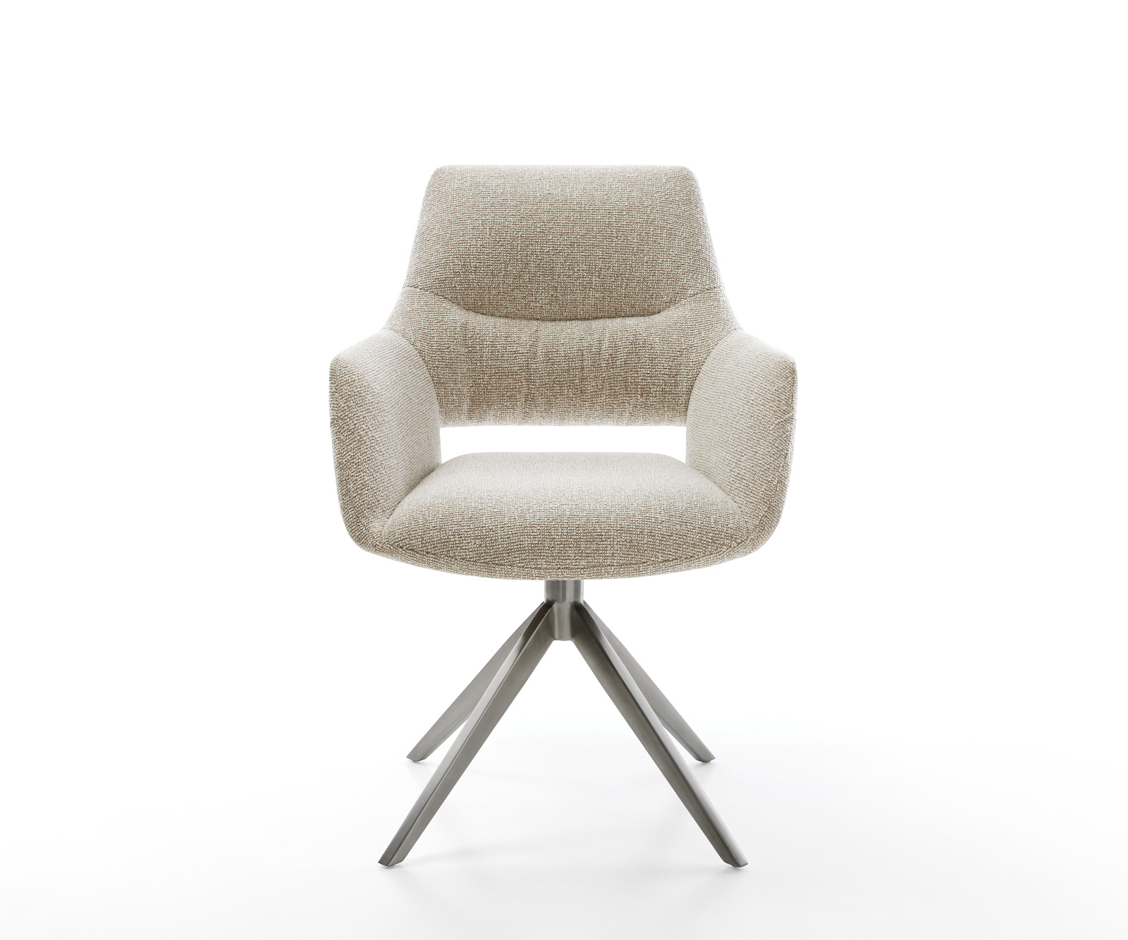 Jídelní židle Yago-Flex s područkami látka Měkký béžová křížová podnož široká grafit 360° otočný houpací funkce taštičkové pružiny - Obrázek 2