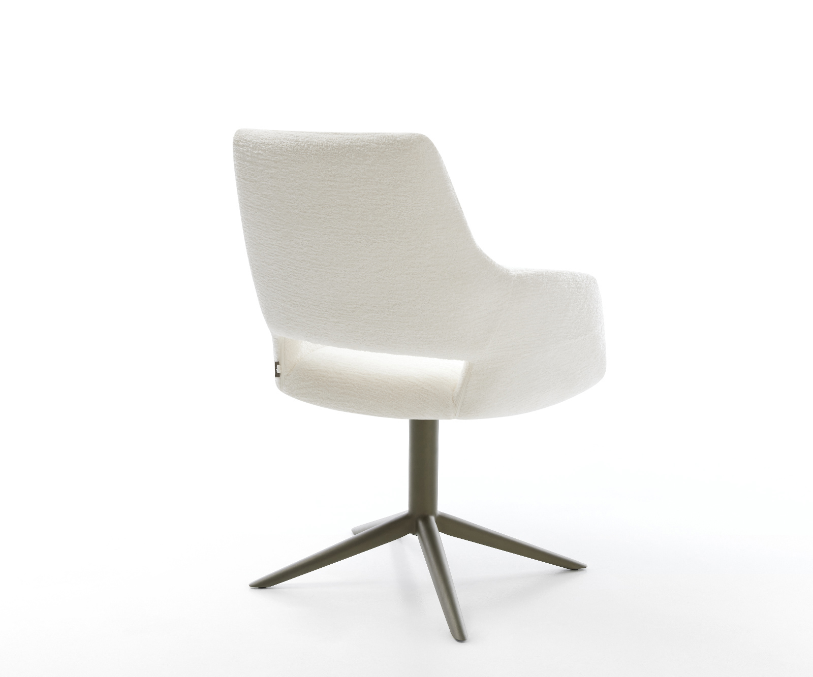 Jídelní židle Yago-Flex s područkami bouclé měkký béžová křížová podnož titanová barva 360° otočný houpací funkce taštičkové pružiny - Obrázek 5