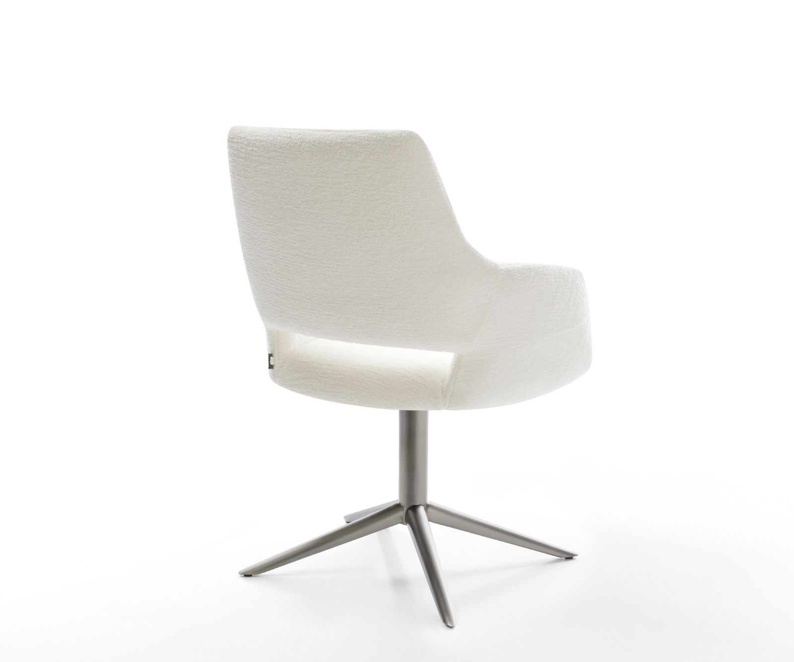 Jídelní židle Yago-Flex s područkami bouclé měkký béžová křížová podnož grafit 360° otočný houpací funkce taštičkové pružiny - Obrázek 5