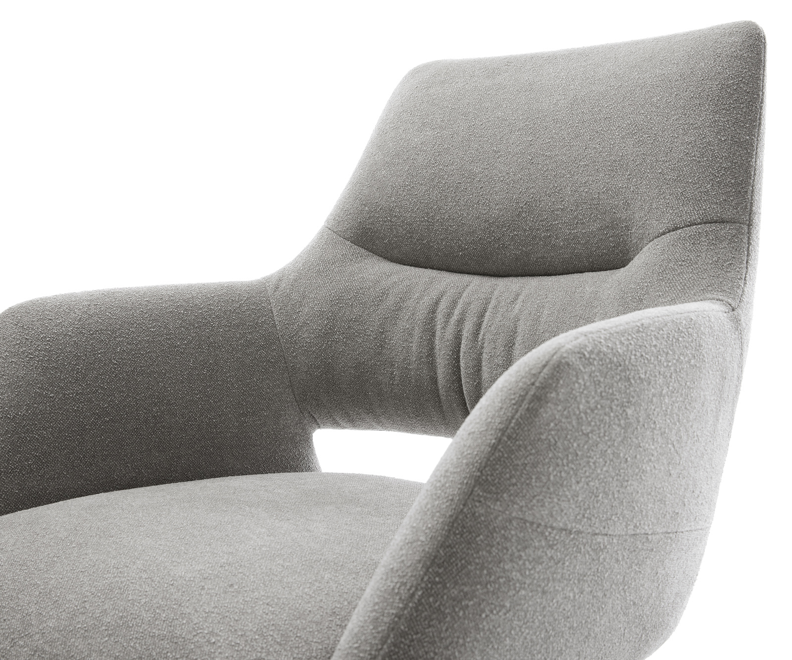 Jídelní židle Yago-Flex s područkami strukturovaná látka Měkký šedá křížová podnož nerezová ocel 360° otočný houpací funkce taštičkové pružiny - Obrázek 4