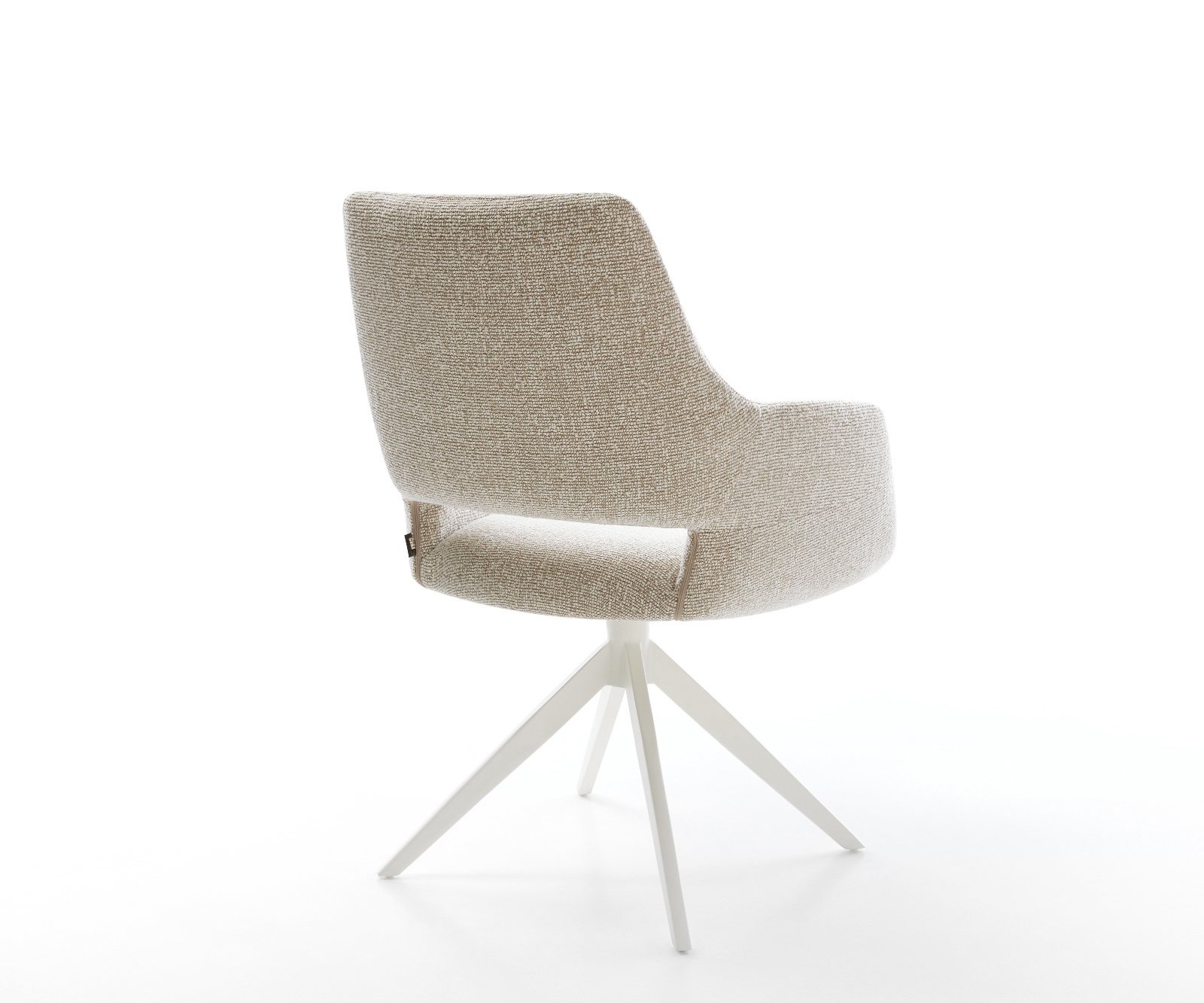 Jídelní židle Yago-Flex s područkami látka Měkký béžová křížová podnož široká bílá 360° otočný houpací funkce taštičkové pružiny - Obrázek 5