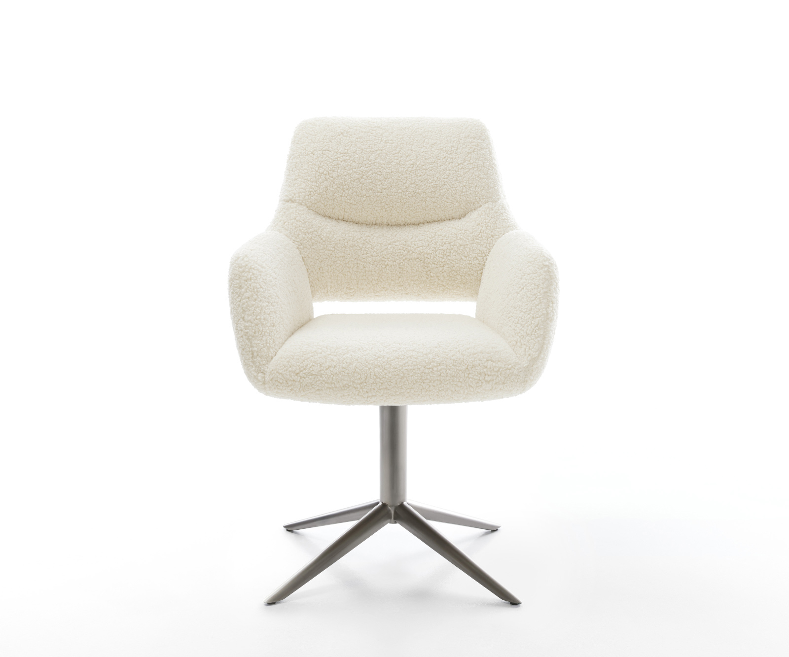 Jídelní židle Yago-Flex s područkami plyšový manšestr béžová křížová podnož grafit 360° otočný houpací funkce taštičkové pružiny - Obrázek 2