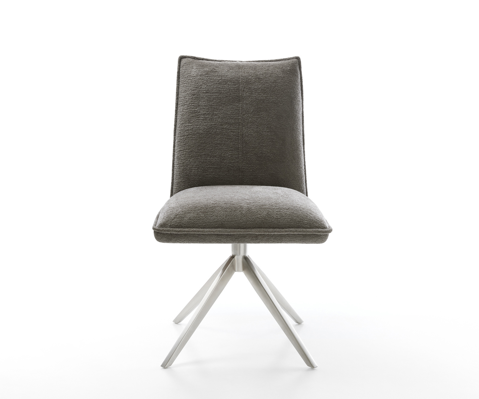 Jídelní židle Lelio-Flex bouclé měkký tmavě béžová křížová podnož široká nerezová ocel 360° otočný houpací funkce taštičkové pružiny - Obrázek 2