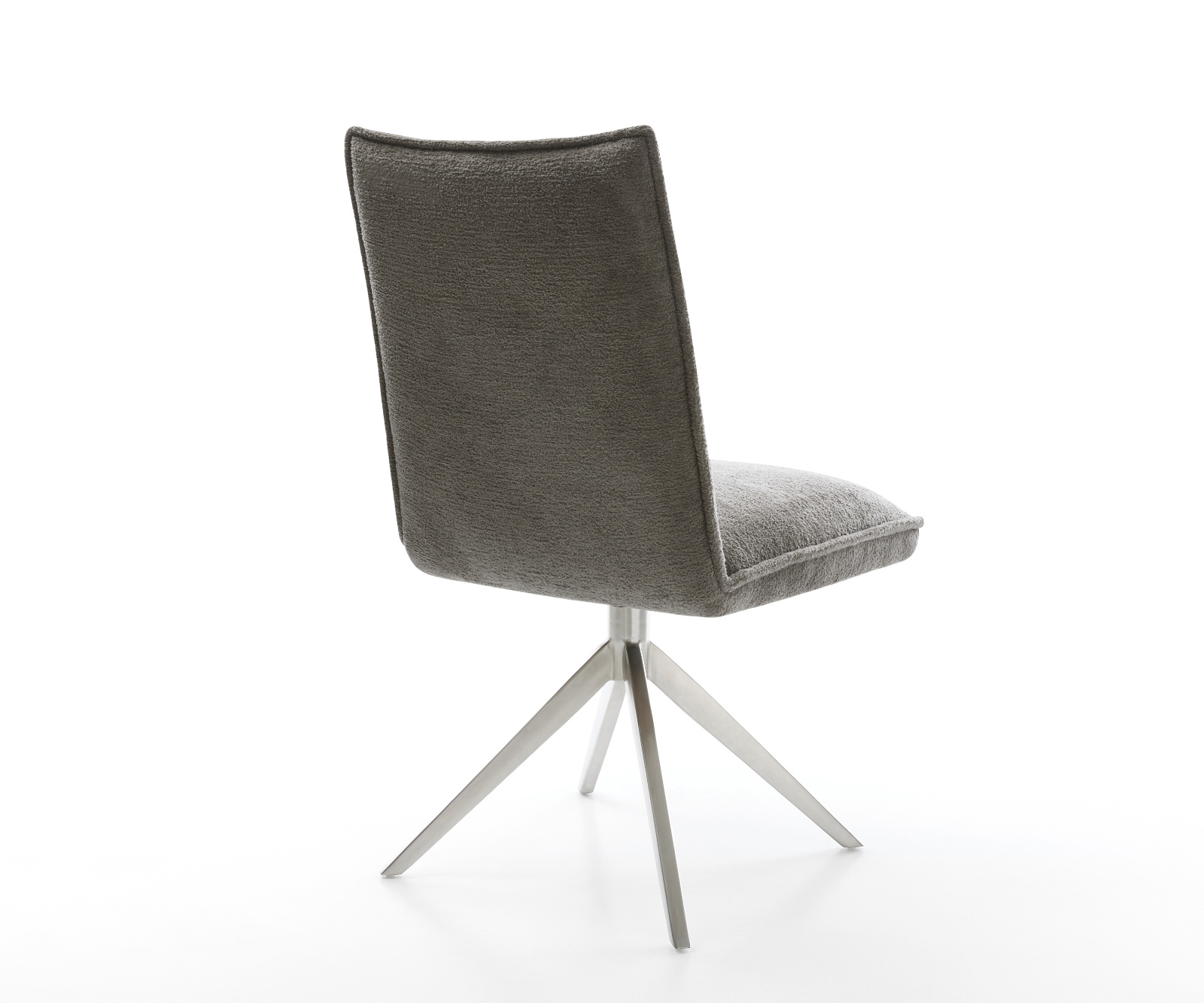 Jídelní židle Lelio-Flex bouclé měkký tmavě béžová křížová podnož široká nerezová ocel 360° otočný houpací funkce taštičkové pružiny - Obrázek 5