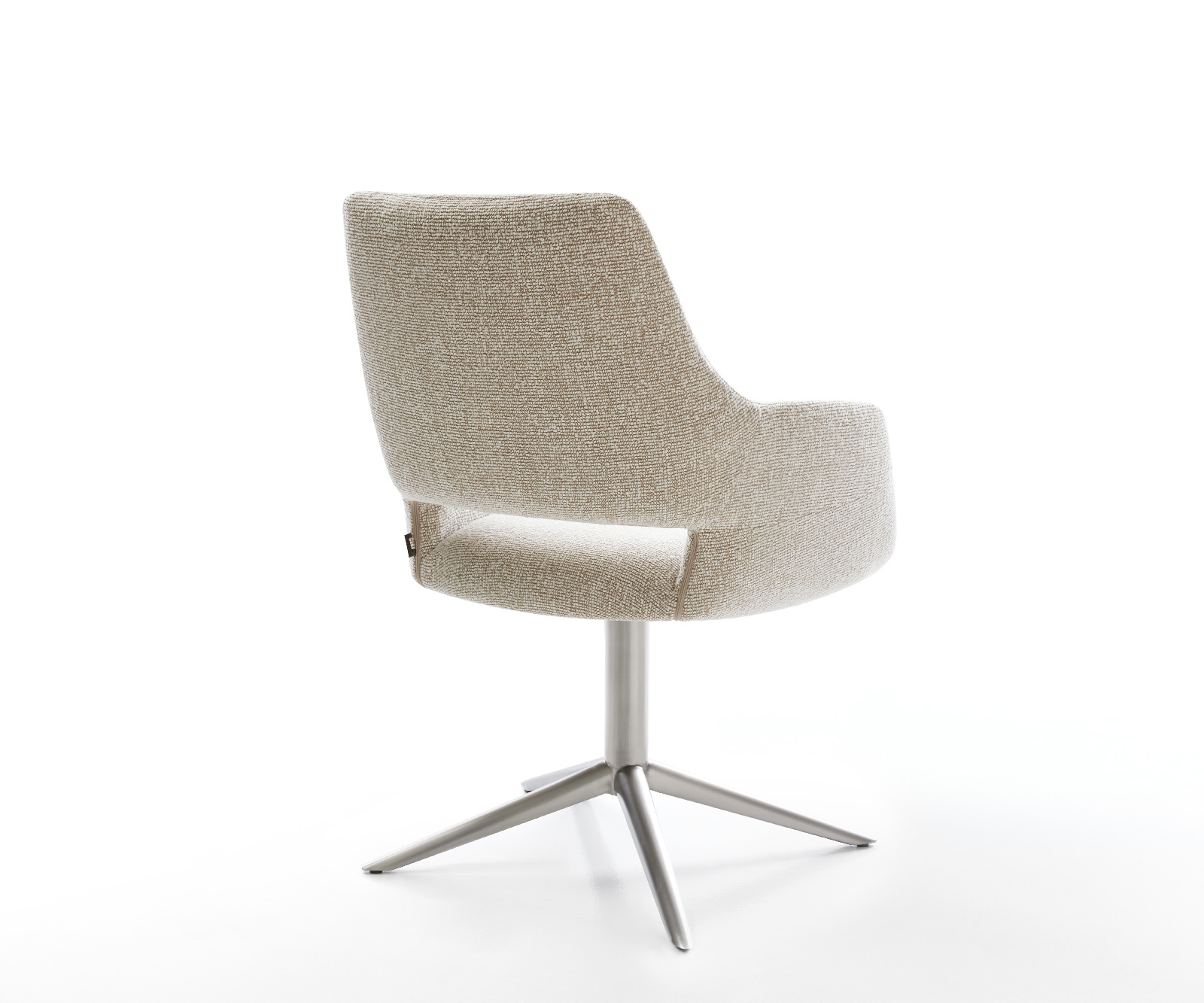 Jídelní židle Yago-Flex s područkami látka Měkký béžová křížová podnož nerezová ocel 360° otočný houpací funkce taštičkové pružiny - Obrázek 5