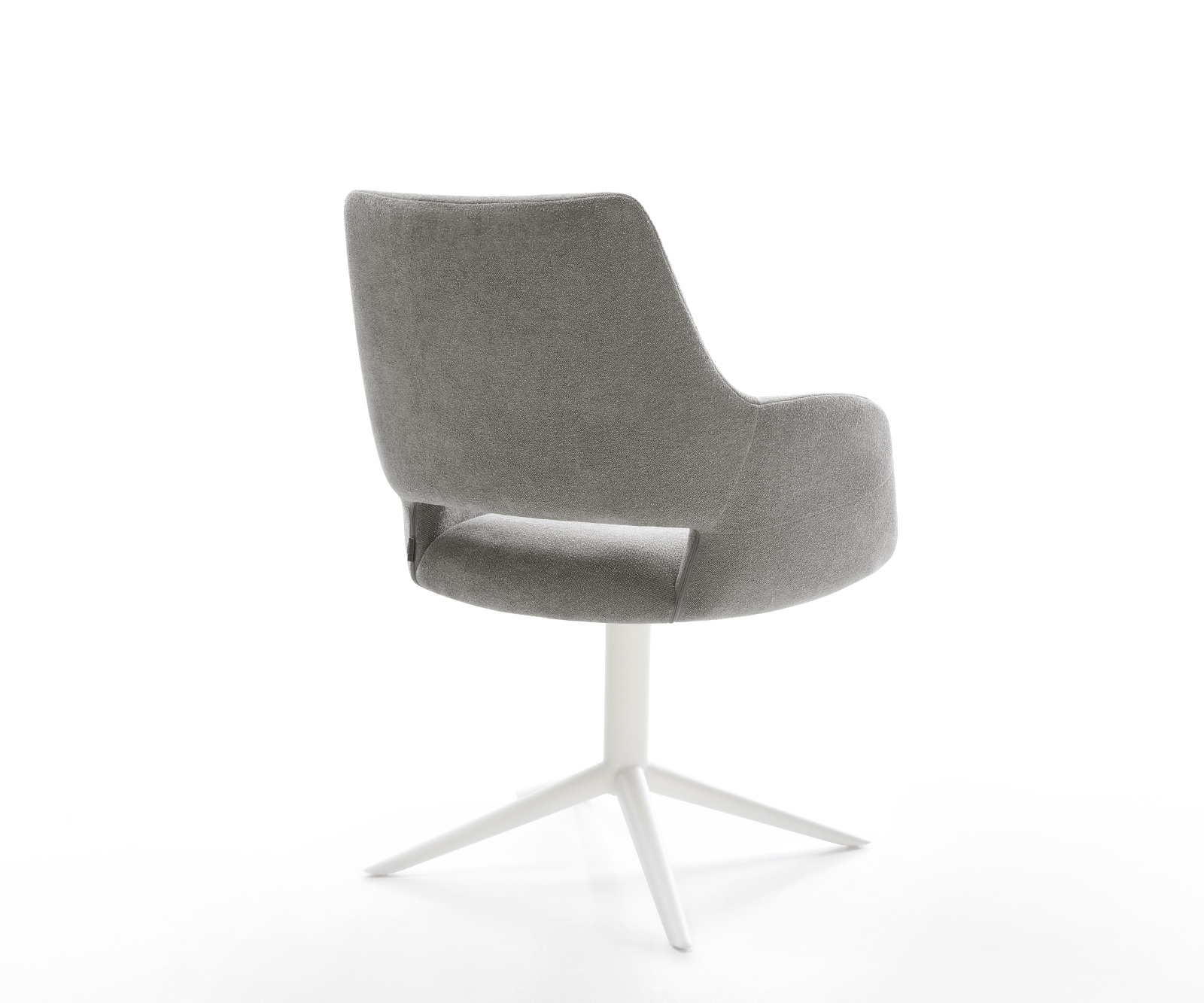 Jídelní židle Yago-Flex s područkami strukturovaná látka Měkký šedá podnož křížová bílá 360° otočný houpací funkce taštičkové pružiny - Obrázek 5