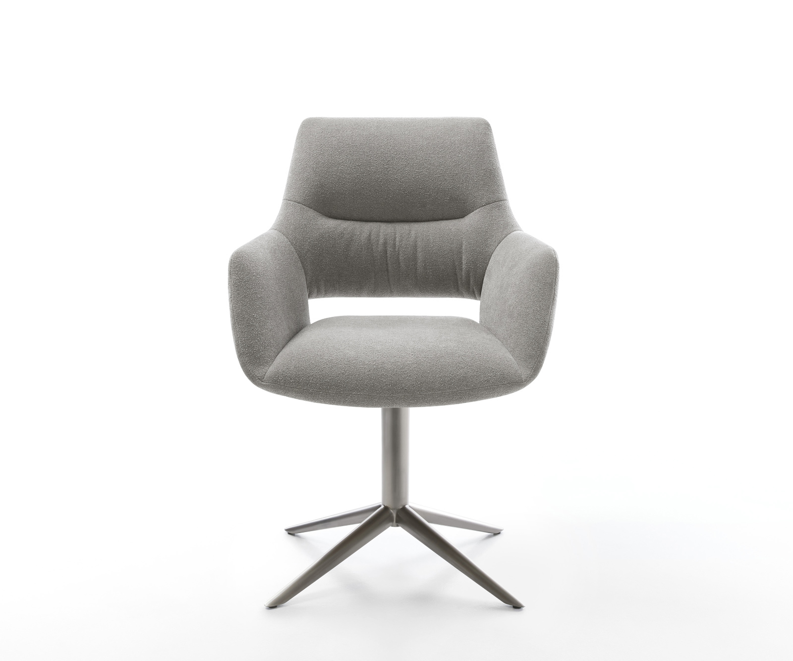 Jídelní židle Yago-Flex s područkami potahová látka Měkký šedá křížová podnož grafit 360° otočný houpací funkce taštičkové pružiny - Obrázek 2