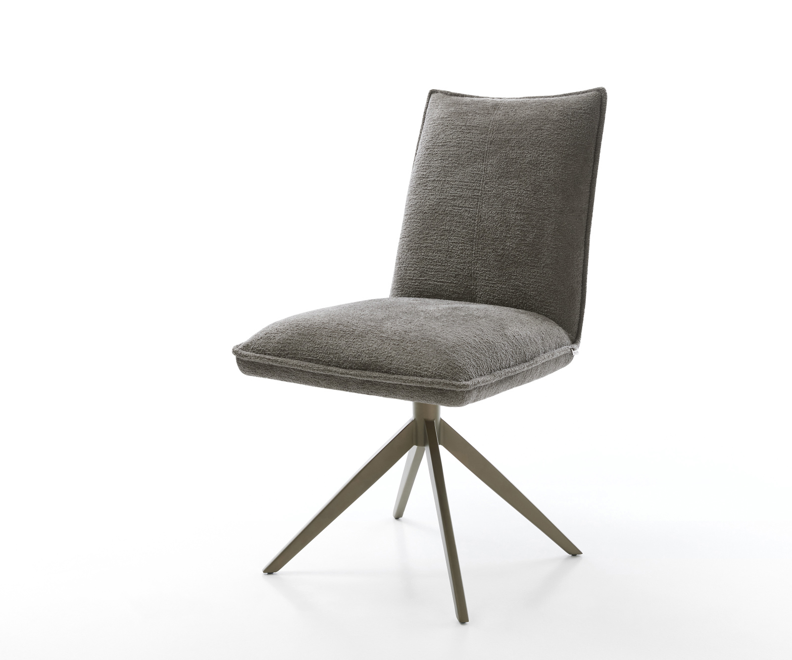 Jídelní židle Lelio-Flex bouclé Měkký tmavě béžová křížová podnož široká Titanová barva 360° otočný houpací funkce taštičkové pružiny