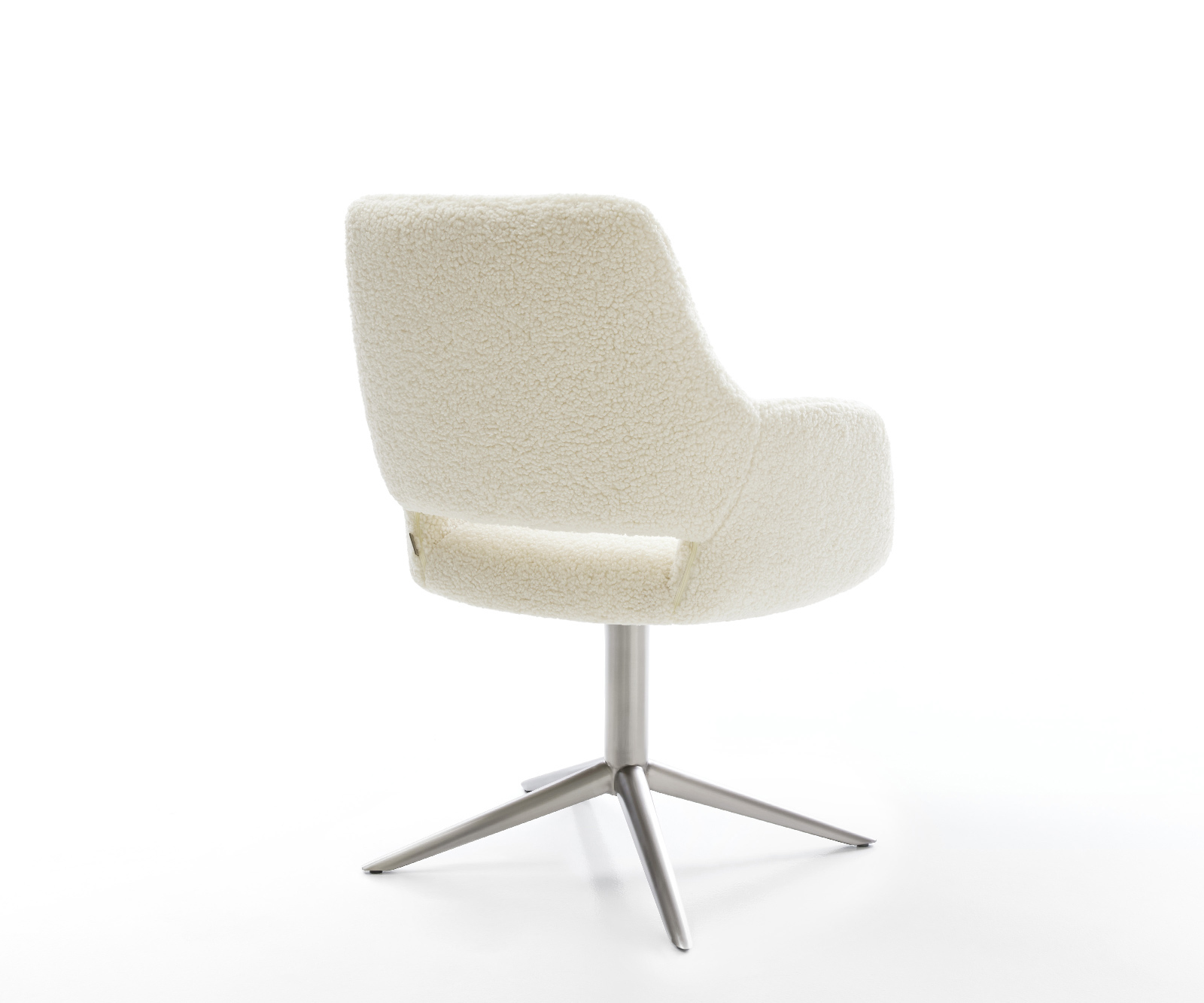 Jídelní židle Yago-Flex s područkami plyšový manšestr béžová křížová podnož nerezová ocel 360° otočný houpací funkce taštičkové pružiny - Obrázek 5