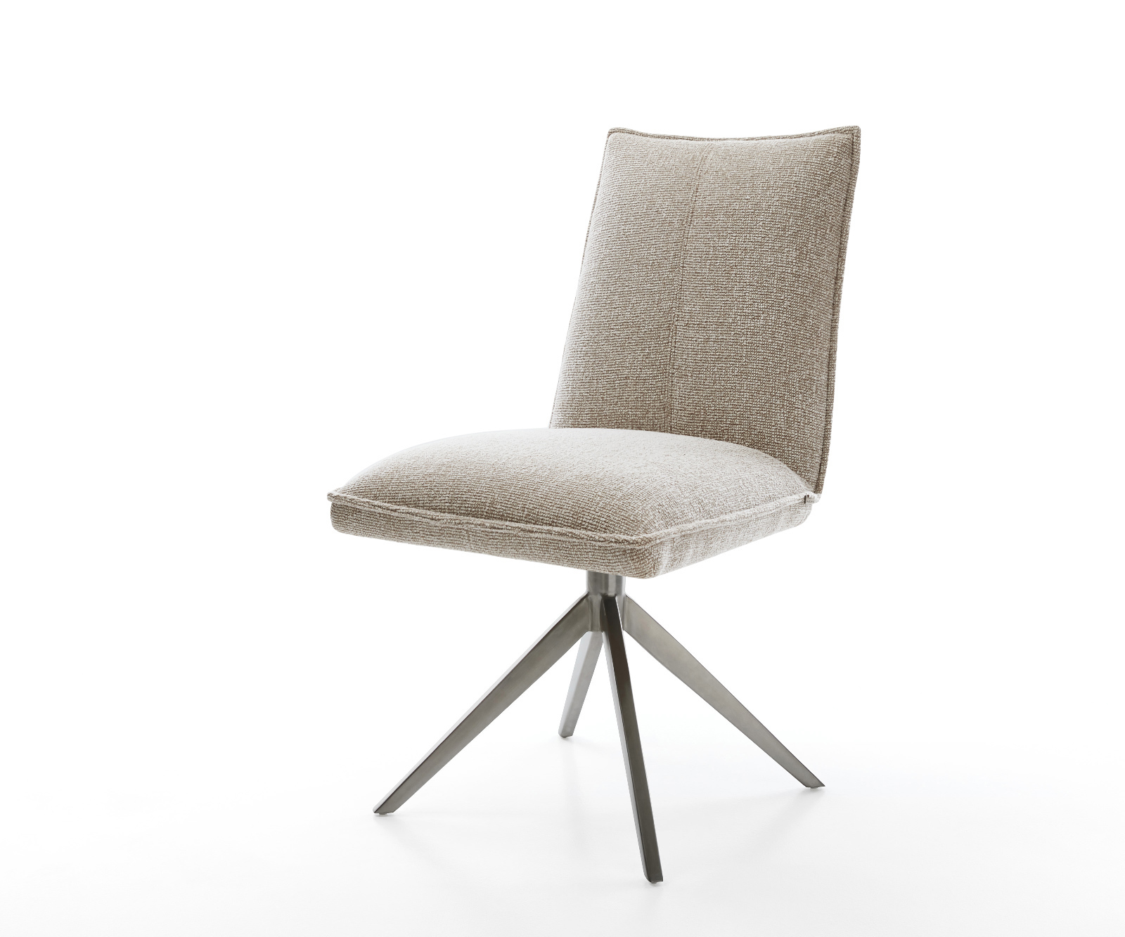 Jídelní židle Lelio-Flex látka Měkký béžová křížová podnož široká grafitová 360° otočný houpací funkce taštičkové pružiny