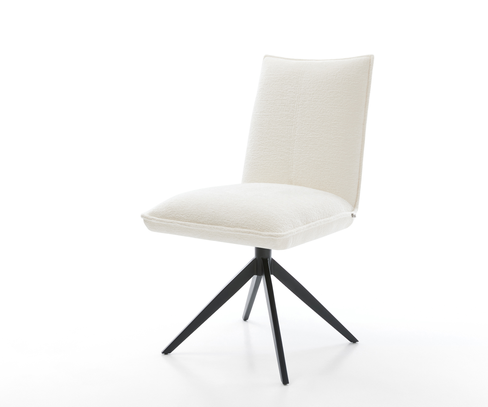 Jídelní židle Lelio-Flex bouclé měkký béžová křížová podnož široká černá 360° otočný houpací funkce taštičkové pružiny