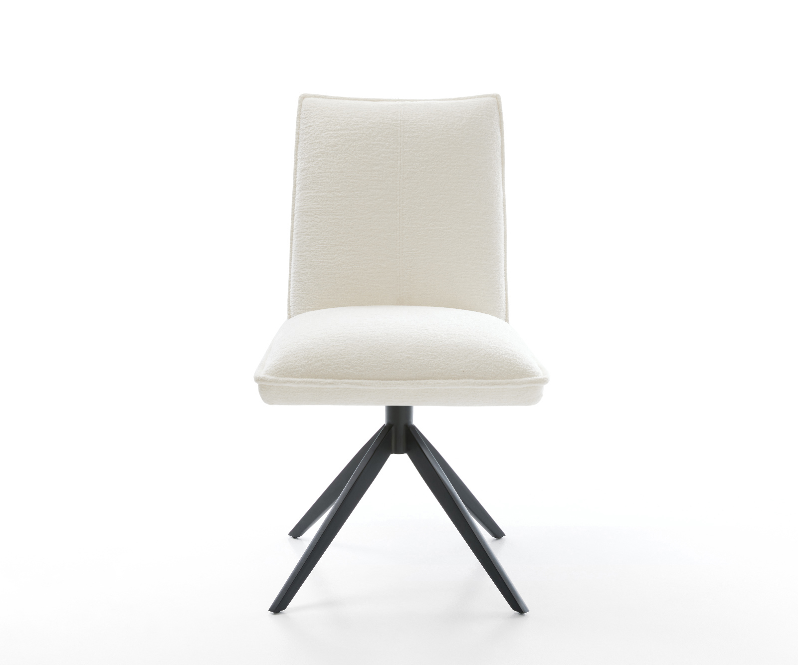 Jídelní židle Lelio-Flex bouclé měkký béžová křížová podnož široká černá 360° otočný houpací funkce taštičkové pružiny - Obrázek 2