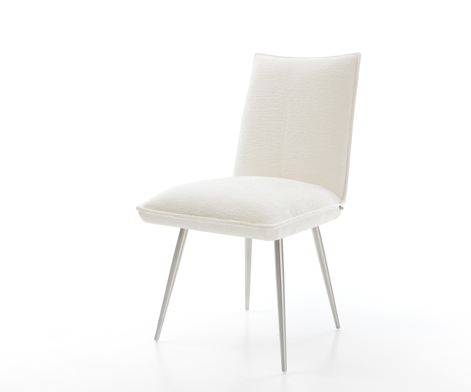 Jídelní židle Lelio-Flex bouclé měkký béžová 4-nohá zúžená nerezová ocel taštičkové pružiny