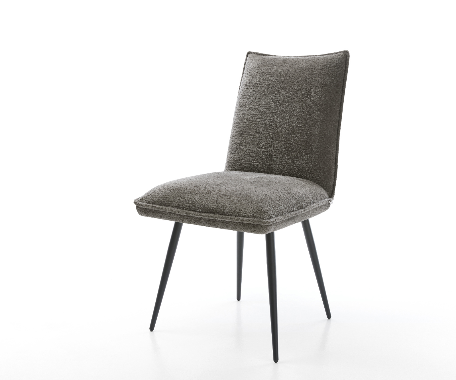 Jídelní židle Lelio-Flex bouclé měkký tmavě béžová 4 nohy zúžené černá taštičkové pružiny