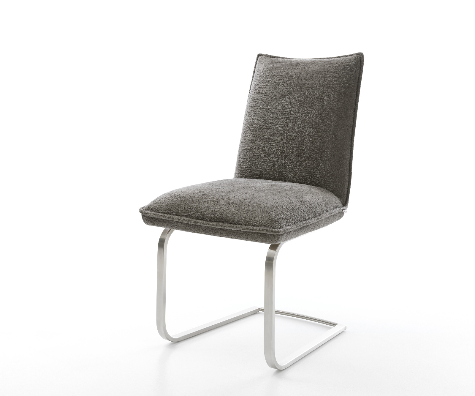 Jídelní židle Lelio-Flex bouclé Měkký tmavě béžová jídelní židle plochý nerezová ocel taštičkové pružiny