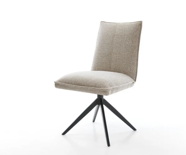 Jídelní židle Lelio-Flex látka Měkký béžová křížová podnož široká černá 360° otočný houpací funkce taštičkové pružiny