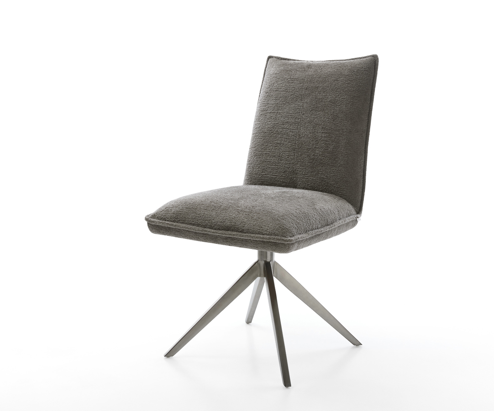 Jídelní židle Lelio-Flex bouclé měkký tmavě béžová křížová podnož široká grafitová 360° otočná houpací funkce taštičkové pružiny