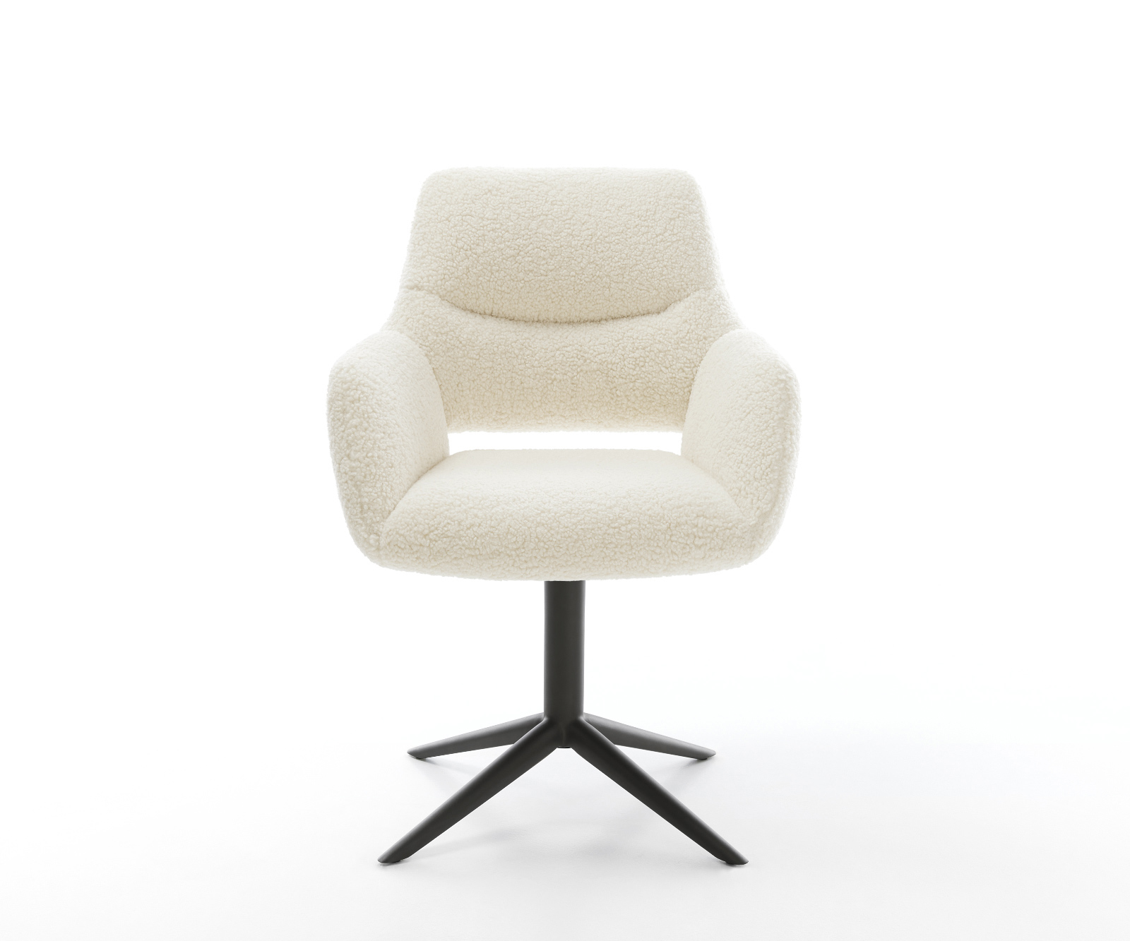 Jídelní židle Yago-Flex s područkami plyšový manšestr béžová křížová podnož černá otočný o 360° houpací funkce taštičkové pružiny - Obrázek 2