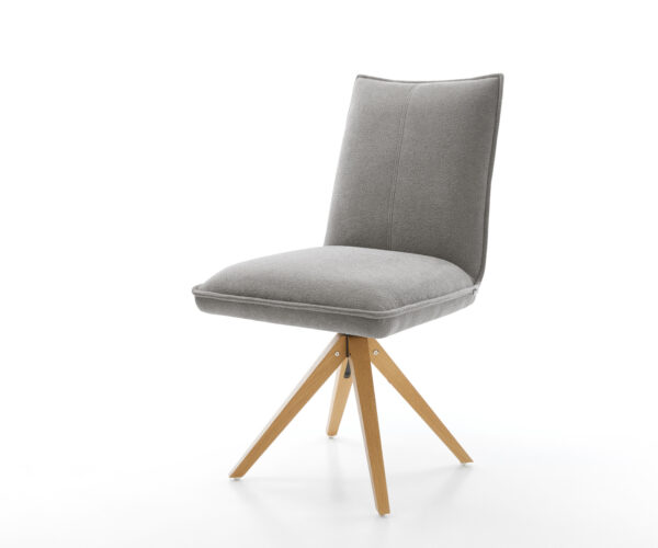 Jídelní židle Lelio-Flex strukturovaná látka Měkký šedá dřevěná podnož hranatá přírodní 180° otočný taštičkové pružiny